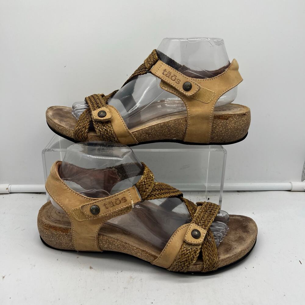 Taos Sandals Womens 41 US 10-10.5 Trulie Wedge Beige Leather Comfort Ankle Strap